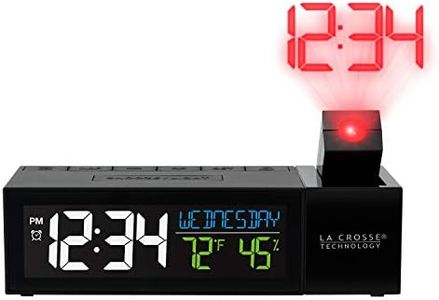 La Crosse Technology 616-1950-INT Pop-Up Bar Projection Alarm Clock with USB Charging Port, 6.51" L x 2.56" W x 1.81" H, Black