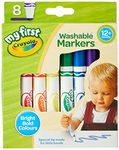 CRAYOLA MyFirst Washable Markers - Assorted Colours (Pack of 8) | Easy-Grip Markers Ideal for Toddlers Hands | Ideal for Kids Aged 12+ Months