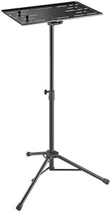 K&M 12185 Soporte para laptop negro, acero - Soporte para laptop con alfombrilla para ratón - plegable, con trípode - para escenarios, estudios y conferencias