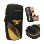 Stealth Sports Muay Thai Pad Curved (One Shield) Boxing Strike Shield for Boxing Training MMA Sparring Taekwondo Karate Martial Arts Durable Kick Shield Kickboxing Pad (1pc) (Matt Black & Gold)