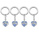 4pcs Women Girl Gift Big Middle Little Baby Sister Love Heart Pendant Key Chain Ring Set Family Jewelry (Blue)