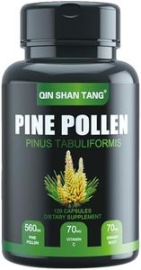 QIN SHAN TANG Pine Pollen Supplement wtih Ginger Root and Vitamin C, 99% Cracked Cell Wall,120 Veggie Capsules