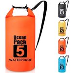 Invool Dry Bag, 5L/10L/20L/30L Waterproof Dry Bag, Dry Sack with Adjustable Shoulder Strap for Hiking, Swimming, Rafting, Surfing, Cycling, Camping, Fishing (Orange) (DB1)