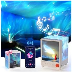 TOBTOS Northern Lights Projector with Bluetooth Speaker & White Noise - 7 Colors Ocean Wave Night Light for Bedroom, Dimmable Mood Lighting, Galaxy Projector for Kids Adults Gift