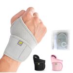 BRACOO Wrist Support Brace Fit Right & Left Hand, Adjustable Lightweight Wrist Support Strap for Gym, Weightlifting, Tendonitis, Carpal Tunnel Arthritis, Joint Pain Relief, WS10 (Grey)