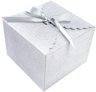 15PCS Small Gift Boxes, Silver Gift Box with Grey Ribbon Wedding Favor Boxes Fancy Gift Boxes with Lids for Anniverary,Birthday,Party,Homemade Chocolate Cookie, 4.7x4.7x3.5 inch(L,Silver)