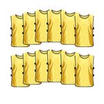 SHIJIXING 12 Pack Scrimmage Training Vest, Sports Pinnies, Practice Jerseys, Practice Vest for Adult Youth Kids., Yellow, X-Large