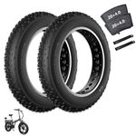 20x4 Fat Bike Tire Replacement Kit, 20x4.0 Inch Electric Bicycle Snow Mountain E-Bike Tires, Folding Ebike Fat Tire Tubes and Tire Levers Compatible Wide Mountain Snow Bike Tires 2PCS