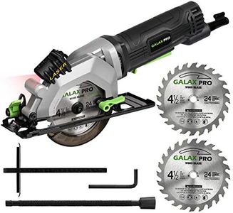 GALAX PRO 4Amp 3500RPM Circular Saw with Laser Guide, Max. Cutting Depth1-11/16"(90°), 1-1/8"(45°）Compact Saw with 4-1/2" 24T TCT Blade, Vacuum Adapter, Blade Wrench, and Rip Guide