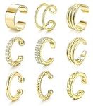 Chriscoco Ear Cuffs For Women Non Piercing 14K Gold Plated Adjustable Clip On Earrings Fake Earrings Cartilage Helix Wrap Earring Set Cuffs Earrings For Women Girl