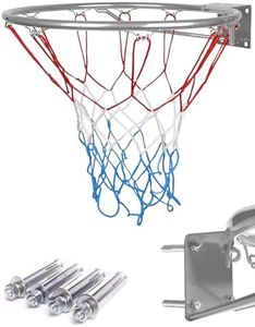 Molti - Canasta de baloncesto de 45 cm de diámetro, montaje en pared, anillo de baloncesto, red y tornillos de fijación, para interior y exterior