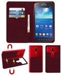 ACM Magic Magnetic 2 in 1 Leather Flip Case/Back Cover Compatible with Samsung Galaxy S4 Active I9295 Mobile Flap Wine Red