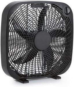 Amazon Basics 20-Inch Box Fan with Powerful Airflow, 3 Speeds, 5 Blades, Lightweight Design, 67 Watts, Black, 6.8"D x 20.86"W x 21.33"H