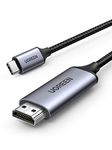 UGREEN Double Nylon Braided USB Type C to HDMI Adapter Male Cable Cord with Thunderbolt 3 60Hz 4K Support [5 Feet / 1.5 Meter] - Black