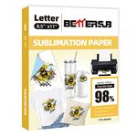 BetterSub Sublimation Paper Heat Transfer Paper 110 Sheets A4 Size 8.5" x 11" for EPSON HP CANON Inkjet Printer with Sublimation Ink in Light Color Shirts Hat Cap Mug 120gsm