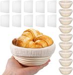 Irenare 10 Pcs Bread Banneton Proofing Basket Round Dough Sourdough Proofing Basket Rattan Bakery Baking Bread Bowl with Liner and Scraper Tool Set for Starter Gifts Professional Home Bakers (5 Inch)