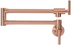Strictly Sinks Wall Mounted Pot Filler Faucet - Double Joint Swing Arm Pot Filler Rotatable Kitchen Faucet - Stretchable, Retractable & Folding Spout Pot Filling Faucet (Copper)