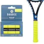 Raquex Endure Racket Overgrip Tape – 3 Pack Racquet Overgrip Tape, Durable, Dry Feel, 0.75mm Thickness - Anti Slip Over Grip for Tennis Racket, Badminton, Squash, Padel (Yellow)