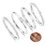 MUCCA 4 Pcs Silver Rings for Women 925 Sterling Silver Ring Cubic Zirconia Silver Rings Exquisite Thumb Rings for Women Stacking Ring Set for Womens Jewellery Birthday Gifts