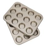 Flexzion Muffin Tray Cupcake Baking Pan 2 Pack, 12-Cup Nonstick Carbon Steel Muffin Tins Non-Stick Cupcake Tin Bakeware Accessories for Baking Cupcakes Muffin Brownies Snacks, Easy Clean, Fridge Safe