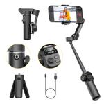 AOCHUAN Gimbal Stabilizer for iPhone, 3-Axis iPhone Gimbal Built in 7.8' Extension Rod, Portable Gimbal Stabilizer w/OLED Display for iPhone/Android, Perfect for TikTok YouTube Vlogging-Smart X2 Black