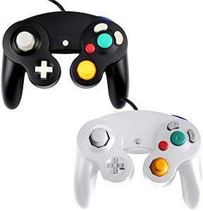 Controlador clásico para Gamecube,TechKen Controlador NGC con cable GC Controlador de juego Super Smash Bros Controller NGC Gamepad Joypad para Gamecube Wii U Switch PC (Negro&Blanco)