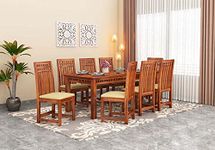 Solid Wood Dining Table 8 Seater with Chair | Dining Room Furniture | Dining Table 8 Seater Set Wooden | Dining Table Set | Sheesham Wood | Teak Finish