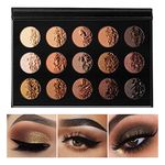 Nude Gold Eyeshadow Palette Natural Naked Smokey Warm Neutral 15 Shades, DE'LANCI Ultra-Blendable High Pigmented Matte Shimmer Matallic Long Lasting Waterproof Eye Shadow Pallet, Travel Size Makeup