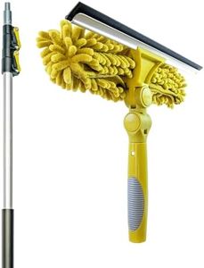 DOCAZOO, 20 ft Reach Window Washing Kit with 5 to 12 ft Telescoping Extension Pole, Window Squeegee and Scrubber Combo, Dual Pivot