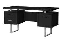 Monarch Specialties I 7634 Computer Desk, Home Office, Laptop, Left, Right Set-up, Storage Drawers, 60" L, Work, Metal, Laminate, Black, Grey, Contemporary