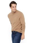 State Cashmere Men's 100% Pure Cashmere Jumper Turtleneck Long Sleeve Pullover Sweater Camel