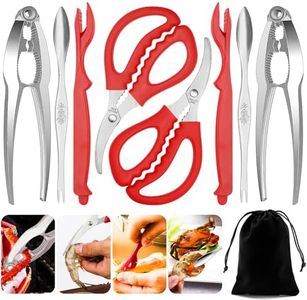 Crab Crackers and Tools, Lobster Crackers and Picks Set, 9Pcs Seafood Tools Set - Crab Leg Cracker Tool/Nut Crackers, Crawfish Sheller, Crab Leg Forks, Scissors & Storage Bag, Seafood Boil Utensils