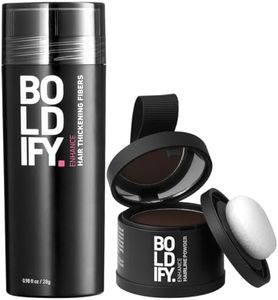 Boldify Hairline Powder + Hair Fiber (Dark Brown): bundle that Instantly Conceals Hair Loss Hair Powder for Thinning Hair, Root Cover Up (Dark Brown)