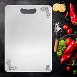 Aruvi Sales Stainless Steel 304 Food Grade Chopping Cutting Board - Safe and Durable BPA Free - Anti Microbial Cutter Board for Vegetable, Fruits, Bread, Meat, Cheese, Pizza (Silver)