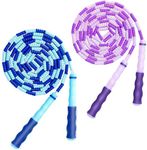 TYSISKNO 2 Pack Jump Rope for Kids Girls and Boys, Soft Beaded Jump Ropes, Adjustable Skipping Rope, Workout and Weight Loss,9.2Ft(Blue&Purple)