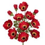 28.3" Red Artificial Flowers Poppy Flowers 3Pcs Silk Fake Poppy Flowers Real Touch Faux Poppies Spring Flower Long Stem Arrangement with 4 Heads for Party Centerpiece Bouquet Table Home Decoration