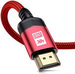 4K HDMI Cable 50ft, Sweguard HDMI 2.0 Cable [4K@60Hz, 2K@144Hz] High Speed 18Gbps Gold Plated Braided HDMI Cord Support 3D, HDR, UHD 2160P, 1440P, 1080P, HDCP 2.2, ARC for Apple TV,PS5, Netfilx-Red