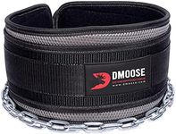 DMoose Fitness Dip Belt for Weight Lifting - Heavy Duty 36" Steel Chain Weight Belt for Pullups, Dips, Powerlifting, & Bodybuilding - Gym Squat Belt for Men and Women with Comfortable Support (Gray)