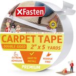 XFasten Rug Grip Tape - 2” x 5 Yards Residue-Free Double Sided Carpet Tape for Area Rugs, Rug Tape Gripper for Area Rugs, Carpet Tape for Carpet to Carpet, Ideal Rug Adhesive for High Traffic Areas