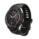 kwmobile TPU Silicone Strap Compatible with Huami Amazfit T-Rex/T-Rex Pro - Tracker Band - camouflage Black/Light Green/Dark Green