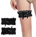 Trifolium 2 Piece Lace Wedding Garter for Brides Size 36cm-52cm Black/White/Red - UK Brand (GTR85219-OneSize-BLK)