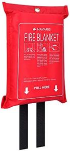 Navaris Manta ignífuga de Emergencia - Mantas apaga Fuego de 1.20 x 1.20 M - Manta apagafuegos para la Cocina Barbacoa Chimenea Coche y Caravana
