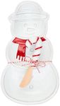 Mud Pie Snowman Triple Tidbit, dish 10 3/4" x 6" | spreader 5 1/2", WHITE