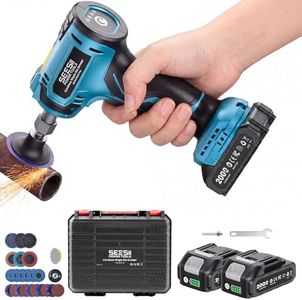 SEESII Cordless Right Angle Die Grinder Kit, 1/4" Brushless Electric Grinder w/ 2 Batteries & 23PCS 2“ Accessories, 4-Speed (10000–24500 RPM), Lightweight Power Tool for Grinding Deburring Engraving