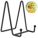 Mocoosy 4 Inch Plate Stands for Display - Black Iron Easel Plate Holder Display Stands Metal Frame Holders for Photo, Pictures, Decorative Plate Dish and Tabletop Art 2 Pack