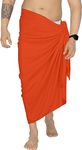 LA Leela Men's Bath Trunk Swimwear Sarong Swim Wrap One Size Orange, Solid