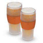 Host FREEZE Beer Glasses, Frozen Brew Mugs, Freezable Pint Glass Set, Insulated Beer Glass to Keep Your Drinks Cold, Double Walled Insulated Glasses, Gift for Dad, 16oz, Set of 2, Burnt Orange