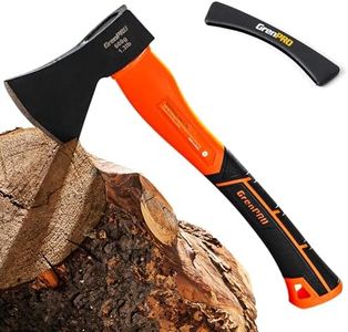 GRENPRO Hatchet Axe with Sheath, 15" Camping Hatchet for Wood Splitting and Kindling, Forged Carbon Steel Heat Treated Chopping Axe Handle with Anti-Slip Grip Orange