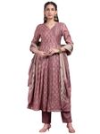 Indya Dusty Pink Batik Print Muslin Angrakha Kurta With Pants And Dupatta (Set of 3)