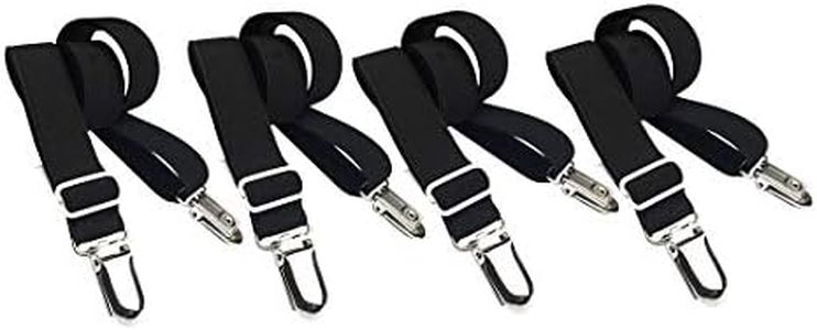 Eopocdor Long Bed Sheet Clips,Adjustable Bed Fitted Sheets Mattress Holder Straps Suspender Fastener,4 Pieces (Black)